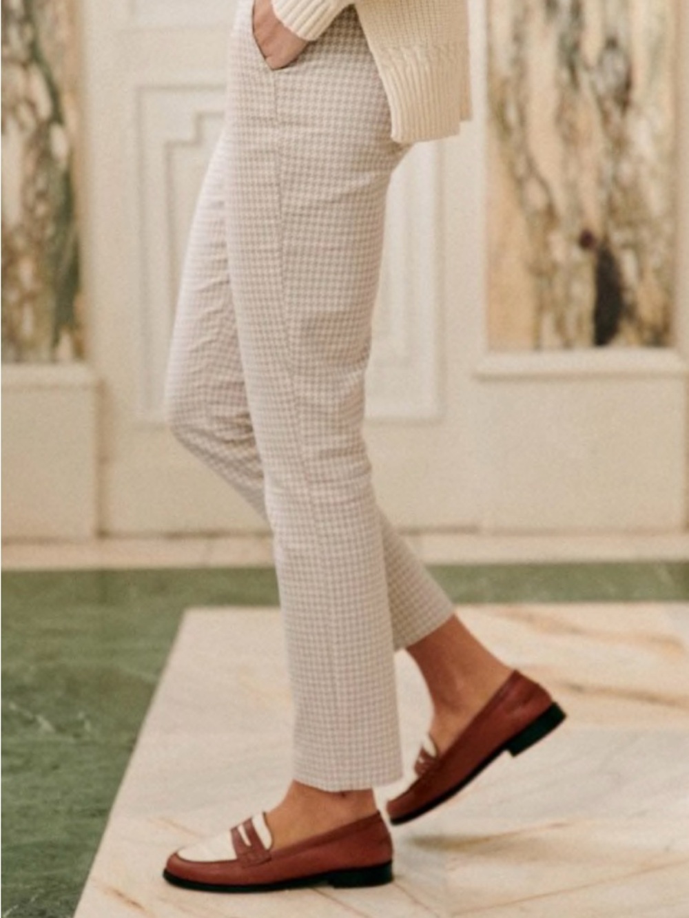 Sezane Clara checkered Ankle Pants